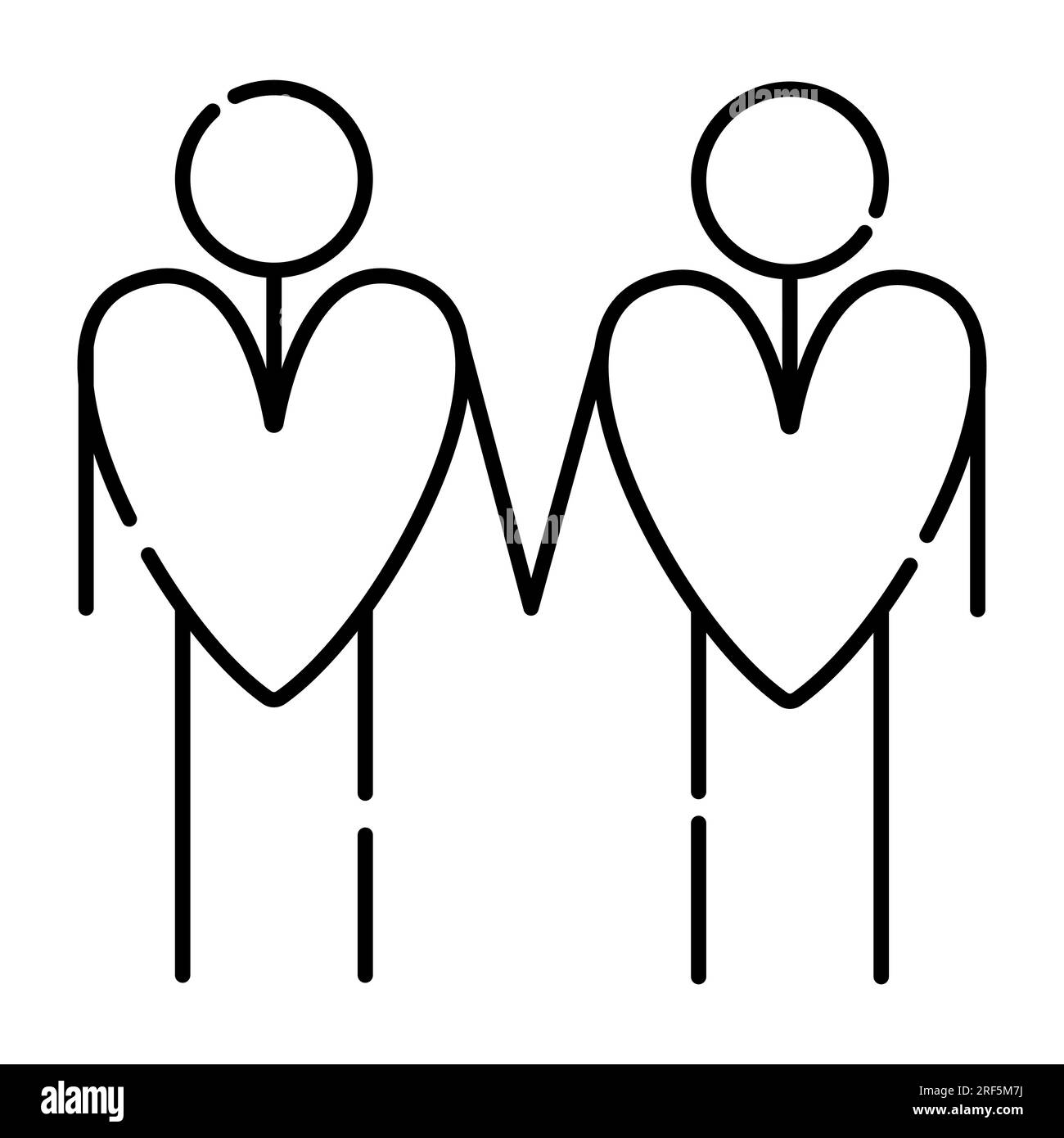 Deux gays, l'amour et l'amitié de deux hommes, vecteur icône de ligne noire Illustration de Vecteur