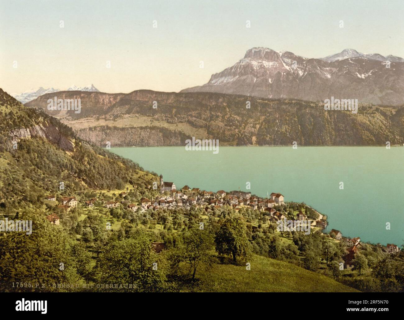Gersau et le lac de Lucerne, Schwyz, Suisse 1890. Banque D'Images