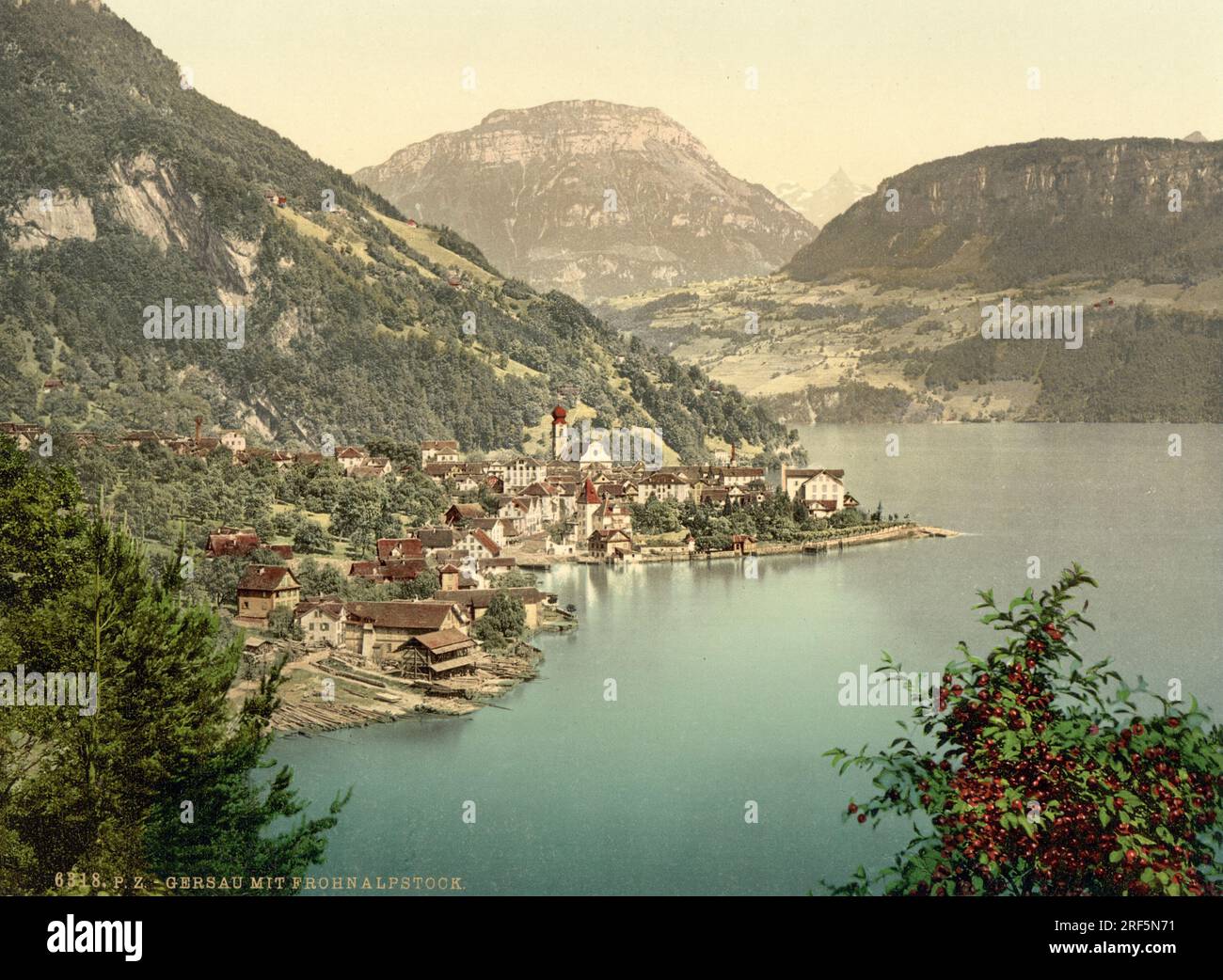 Gersau, Fronalpstock et lac de Lucerne, Schwyz, Suisse 1890. Banque D'Images
