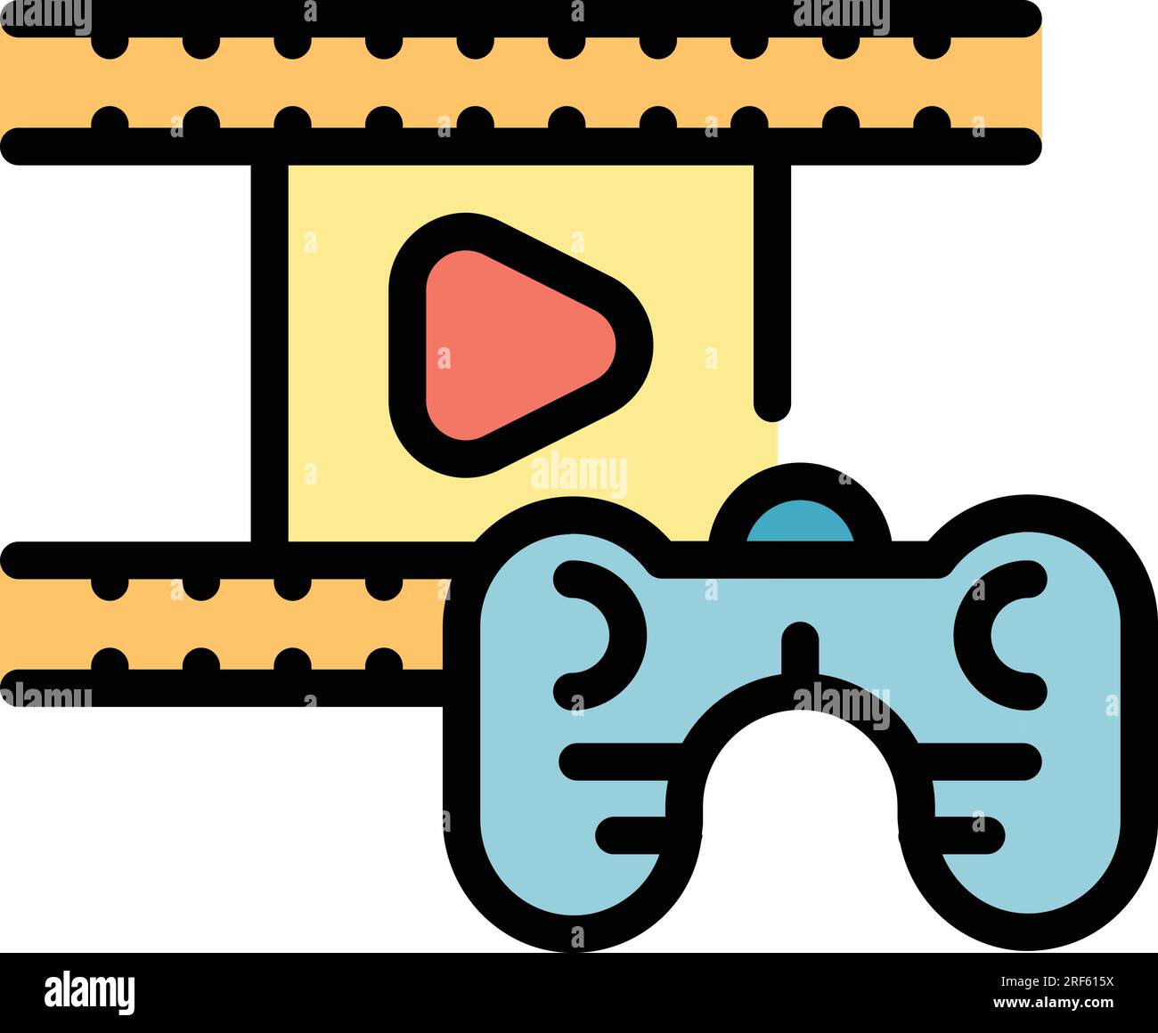 Vecteur de contour d'icône de gameplay de film. Machine de jeu. Couleur du bouton Casino plate Illustration de Vecteur