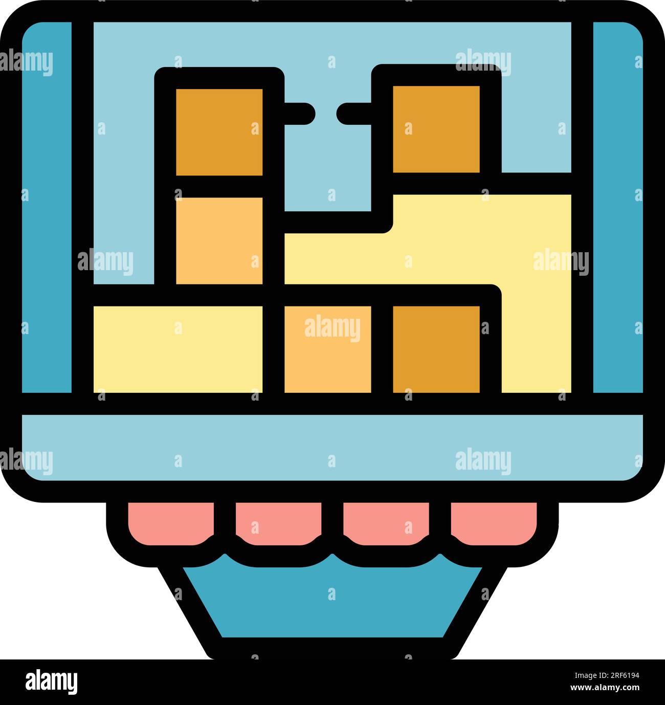 Vecteur de contour d'icône de gameplay d'arcade. Machine de jeu. Couleur du menu des boutons à plat Illustration de Vecteur