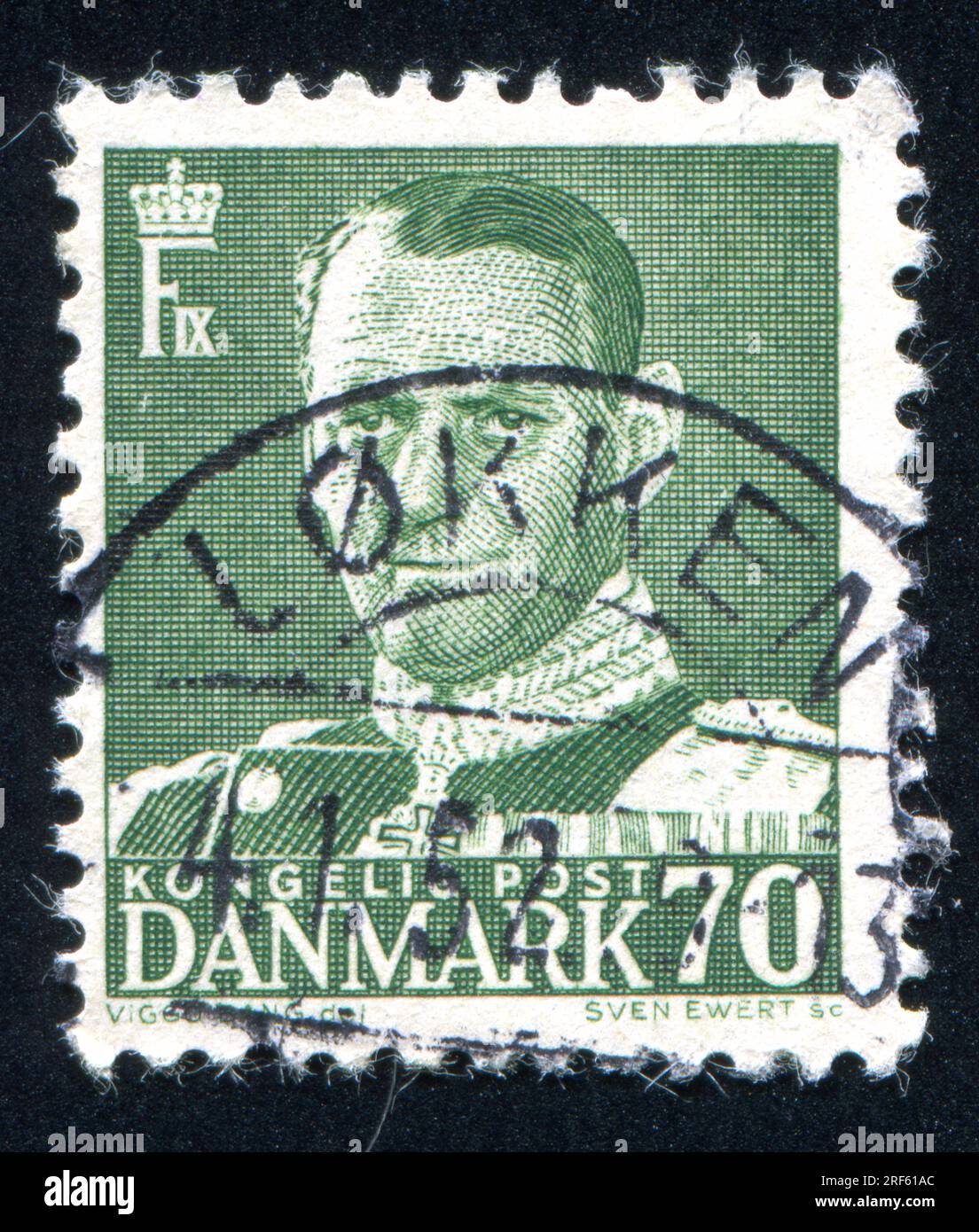DANEMARK - CIRCA 1948 : timbre imprimé par le Danemark, montre Frederik IX, circa 1948 Banque D'Images
