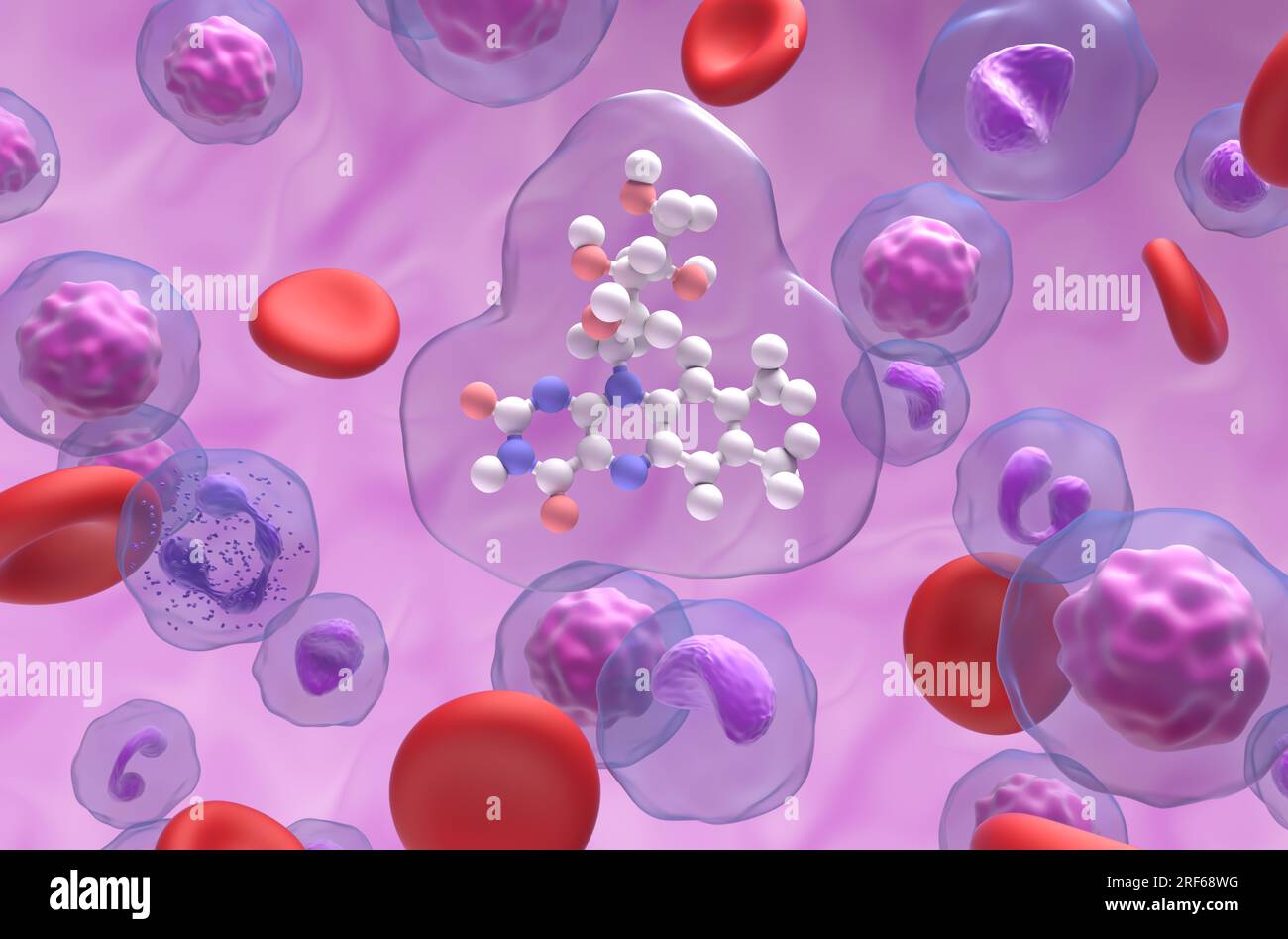 Structure de vitamine B2 (riboflavine) dans le flux sanguin - boule et bâton gros plan illustration 3D. Banque D'Images