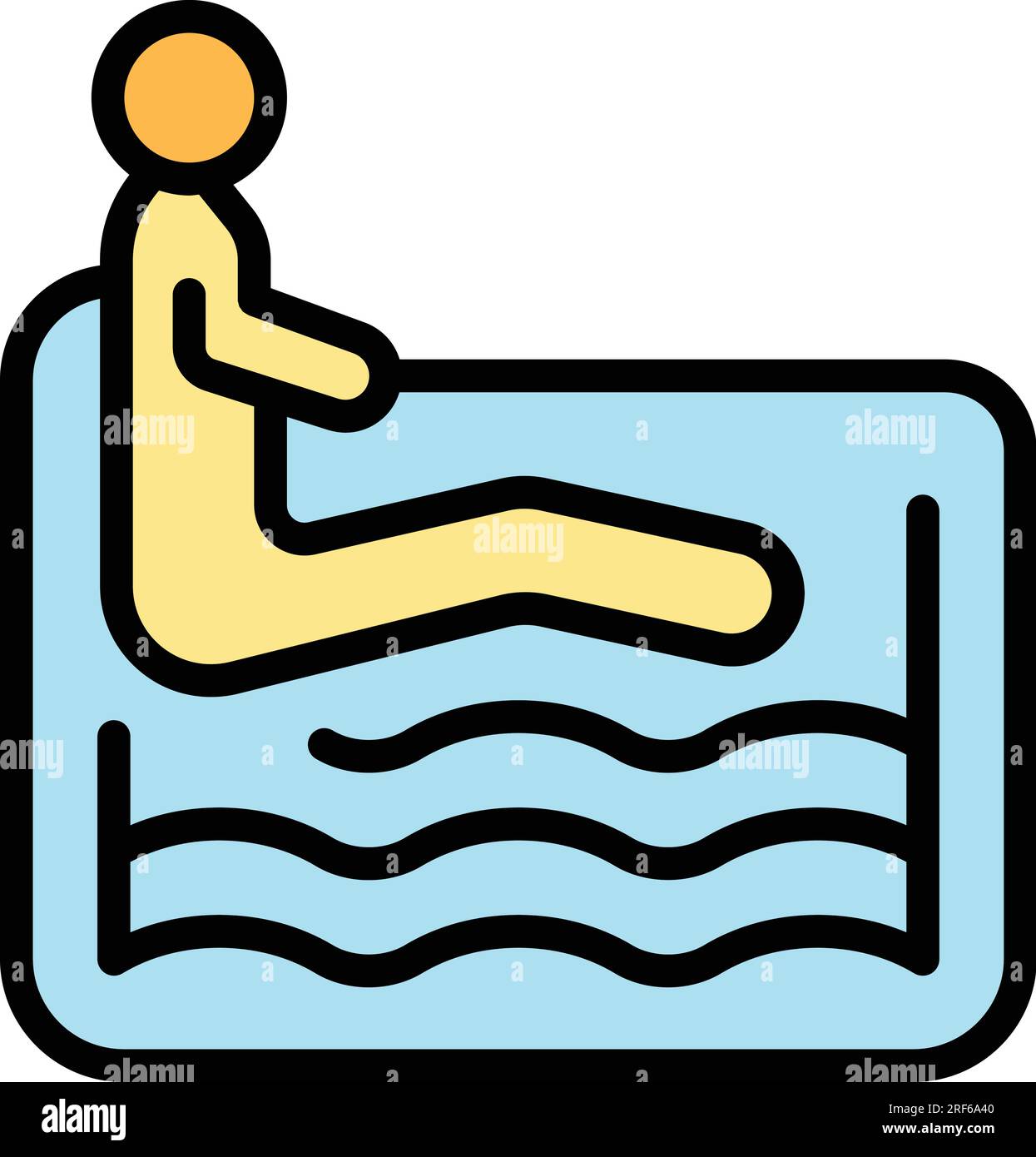 Vecteur de contour d'icône de piscine hydro homme. Bain arrière. Thérapie de relaxation couleur plat Illustration de Vecteur