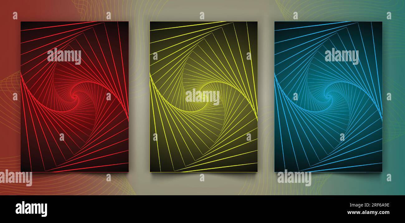 Ensemble de conception abstraite de couvertures de livre moderne, fond vectoriel de lignes de tourbillon de gradient, conception minimale de modèle pour la couverture ou le web Illustration de Vecteur