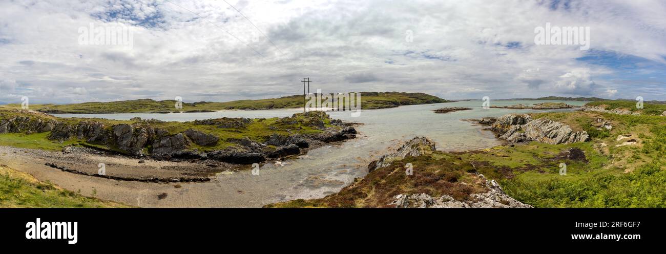 Vue panoramique de la côte sud de l'île de Colonsay, Écosse Banque D'Images