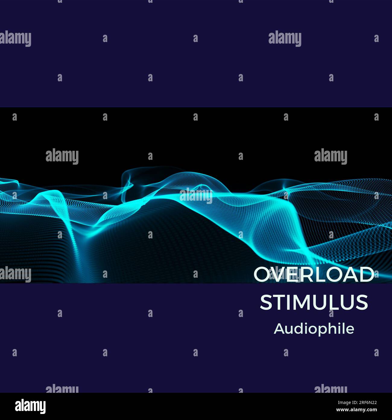 Composition du texte audiophile stimulus de surcharge sur ondes bleues sur fond noir Banque D'Images