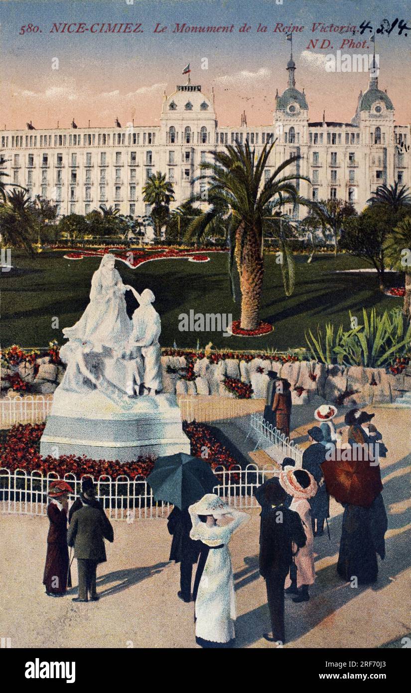 Le monument de la reine Victoria, Nice Cimiez. E photographie. Carte postale 1914 (cachet de la poste). Archives municipales de Nice. Banque D'Images
