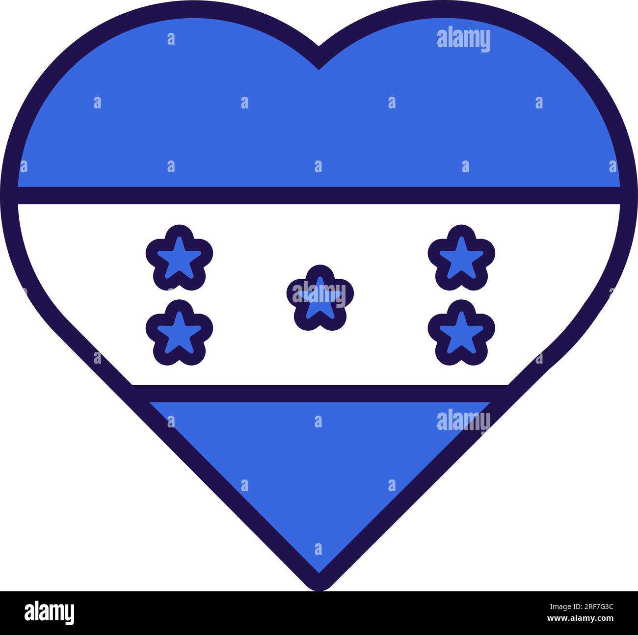Cœur patriote dans les couleurs du drapeau national du Honduras. Élément festif, attributs du jour de l'indépendance du Honduras. Icône vectorielle de dessin animé dans les couleurs nationales de co Illustration de Vecteur