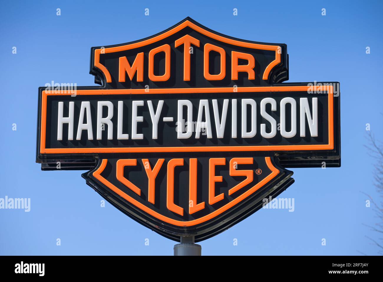 Logo Harley Davidson, Huttenstraße, Moabit, Mitte, Berlin, Deutschland *** Légende locale *** , Berlin, Deutschland Banque D'Images