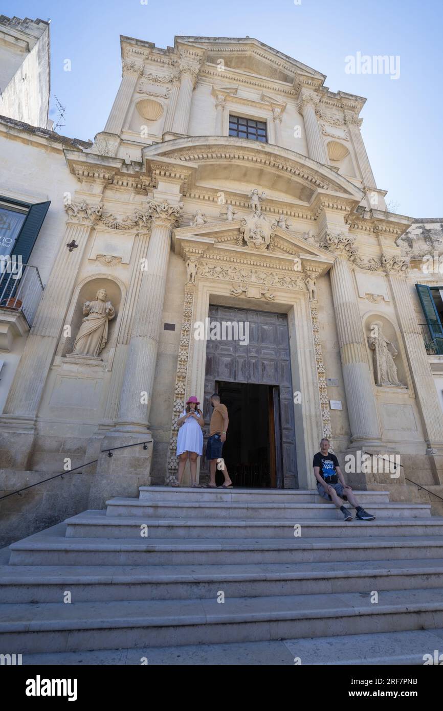 Via Ernesto Alvino rue, église de Santa Maria della Grazia, Lecce, Pouilles, Italie, Europe Banque D'Images