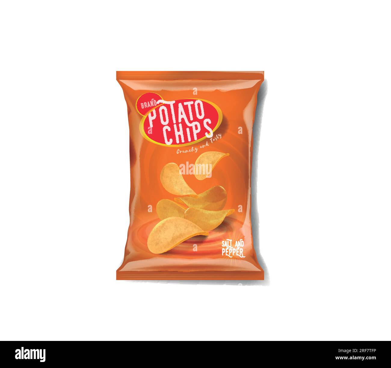 Sac publicitaire chips, saveur classique sel et poivre. Illustration de Vecteur