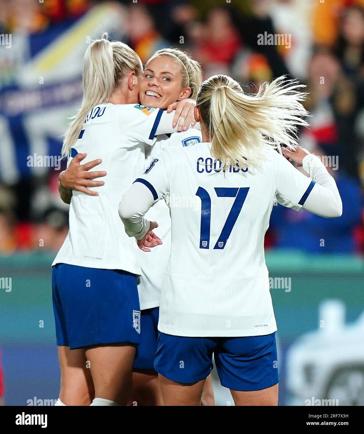 L'anglaise Rachel Daly célèbre avoir marqué le sixième but de son équipe avec ses coéquipiers lors de la coupe du monde féminine de la FIFA 2023, match du groupe D au stade Hindmarsh, à Adélaïde, en Australie. Date de la photo : mardi 1 août 2023. Banque D'Images