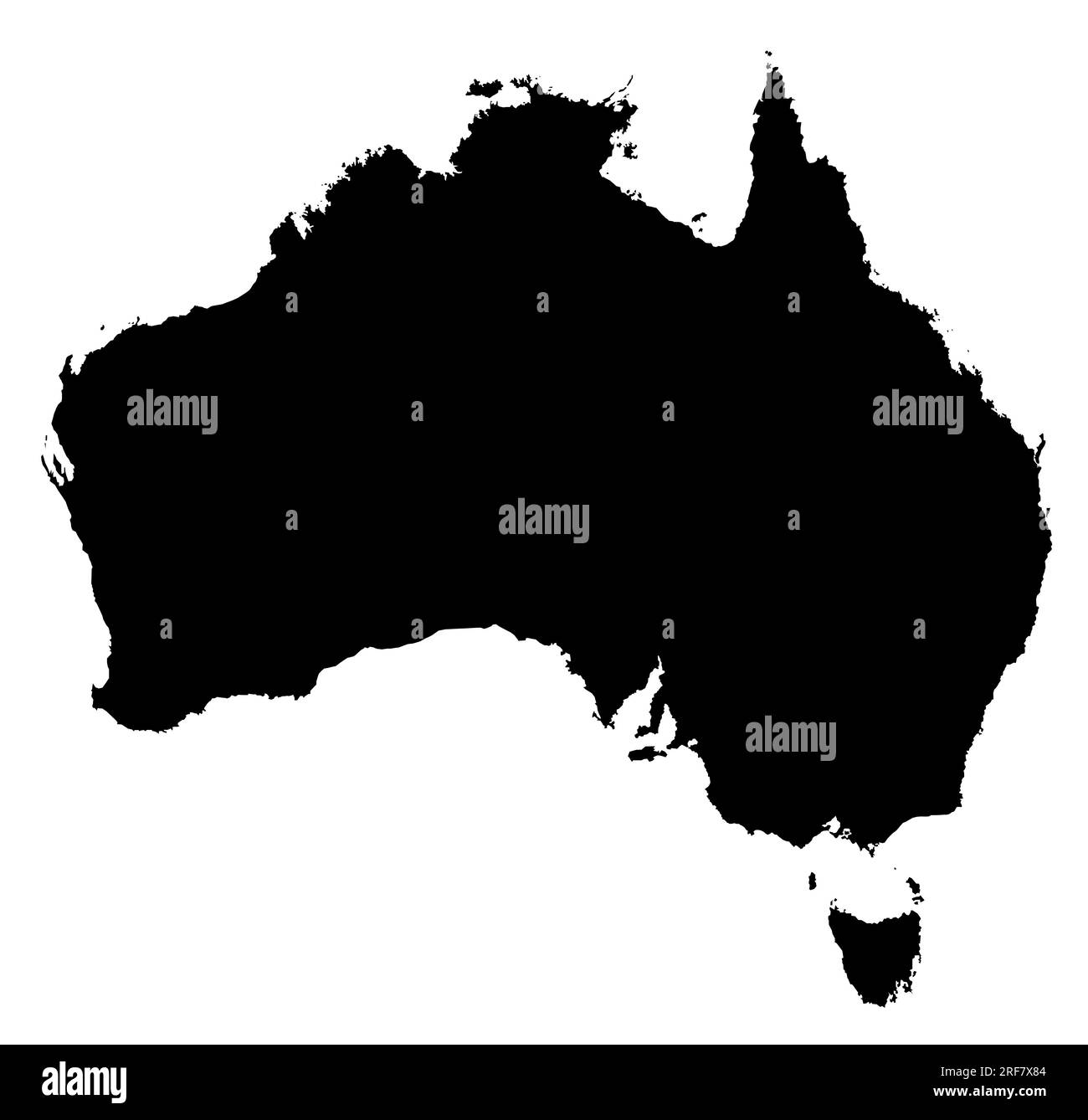 Carte de silhouette d'illustration vectorielle détaillée du continent australien Banque D'Images