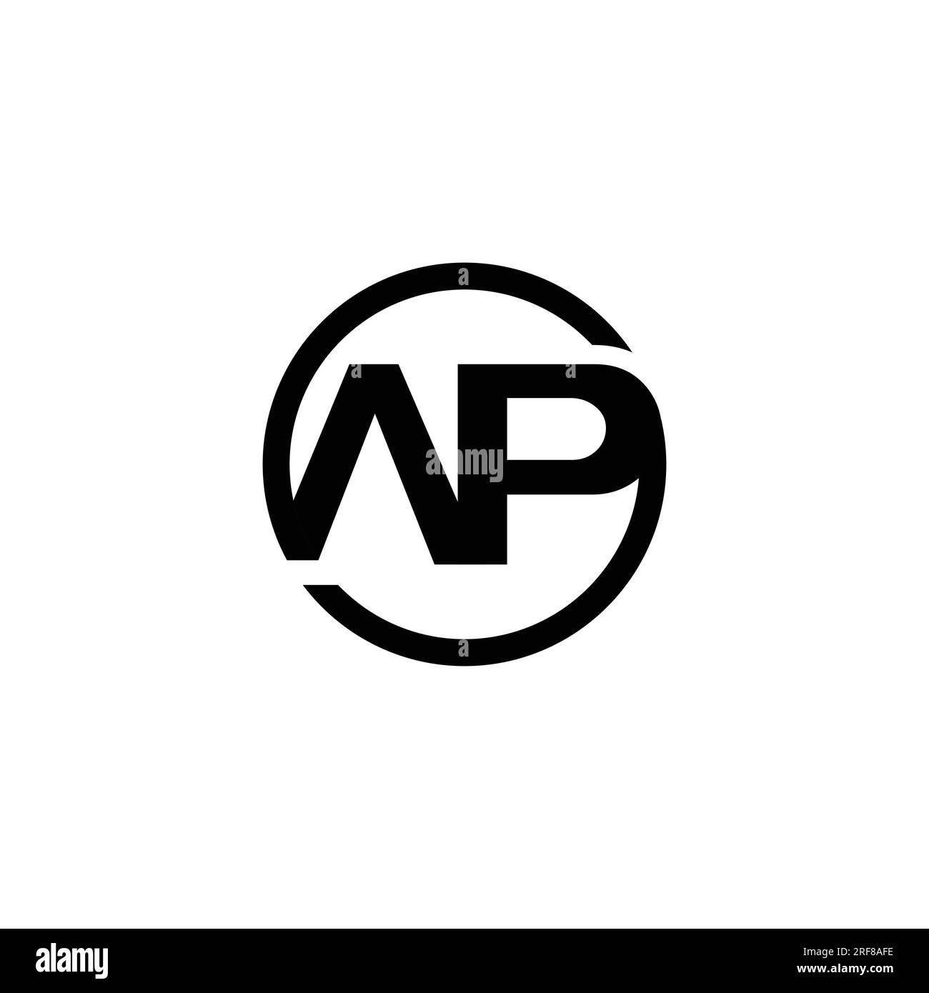Lettre initiale cercle ap image vectorielle de logo créatif simple. Lettre initiale AP PA logo en forme de monogramme d'art minimaliste, couleur blanche sur fond noir. Illustration de Vecteur