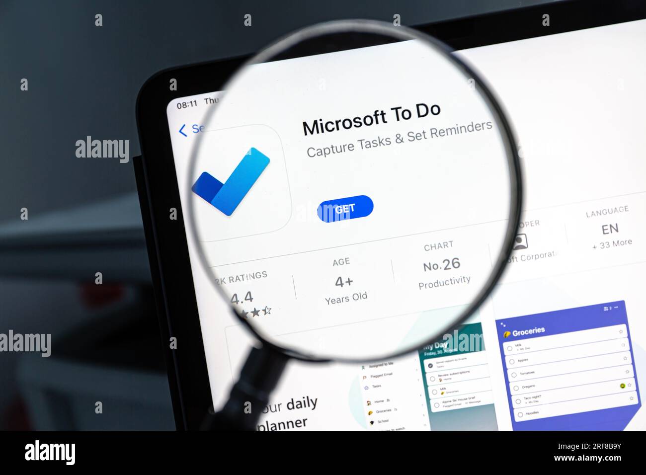 Ostersund, Suède - 25 mai 2023 : application Microsoft to Do sur ipad. Microsoft To Do est une application de gestion des tâches basée sur le cloud. Banque D'Images