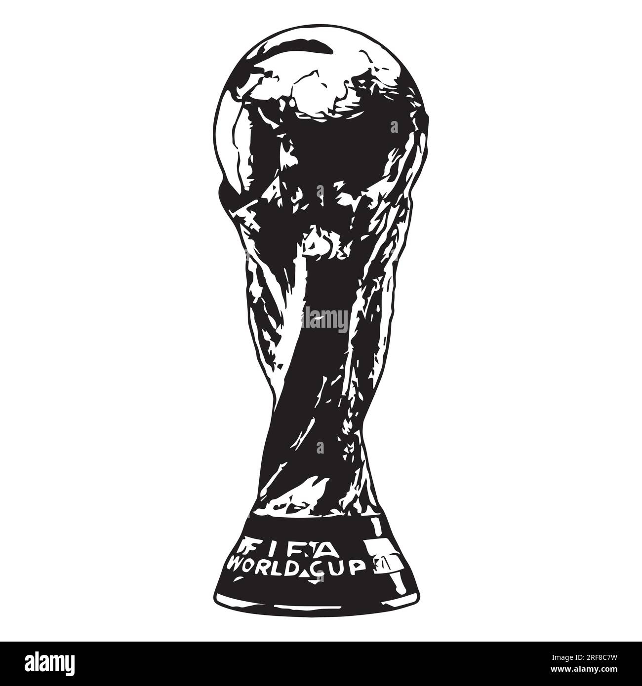 Trophée de la coupe du monde de la FIFA Noir et blanc, Illustration vectorielle Résumé image modifiable Noir et blanc Illustration de Vecteur