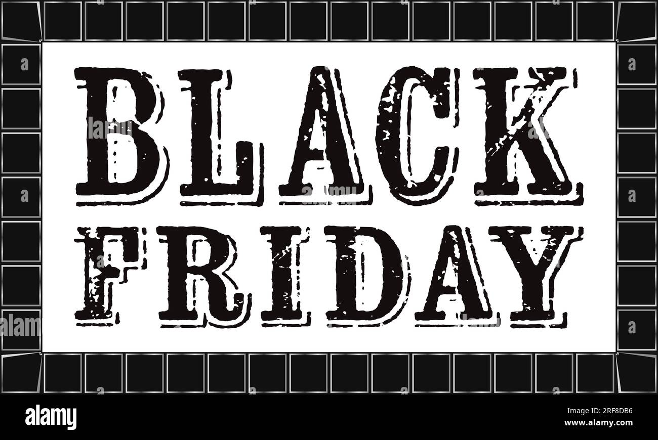 Black Friday sale Banner Mosaic Frame carte cadeau promotion marketing discount événement Rectangle horizontal autocollant noir et blanc Design Element Vect Illustration de Vecteur