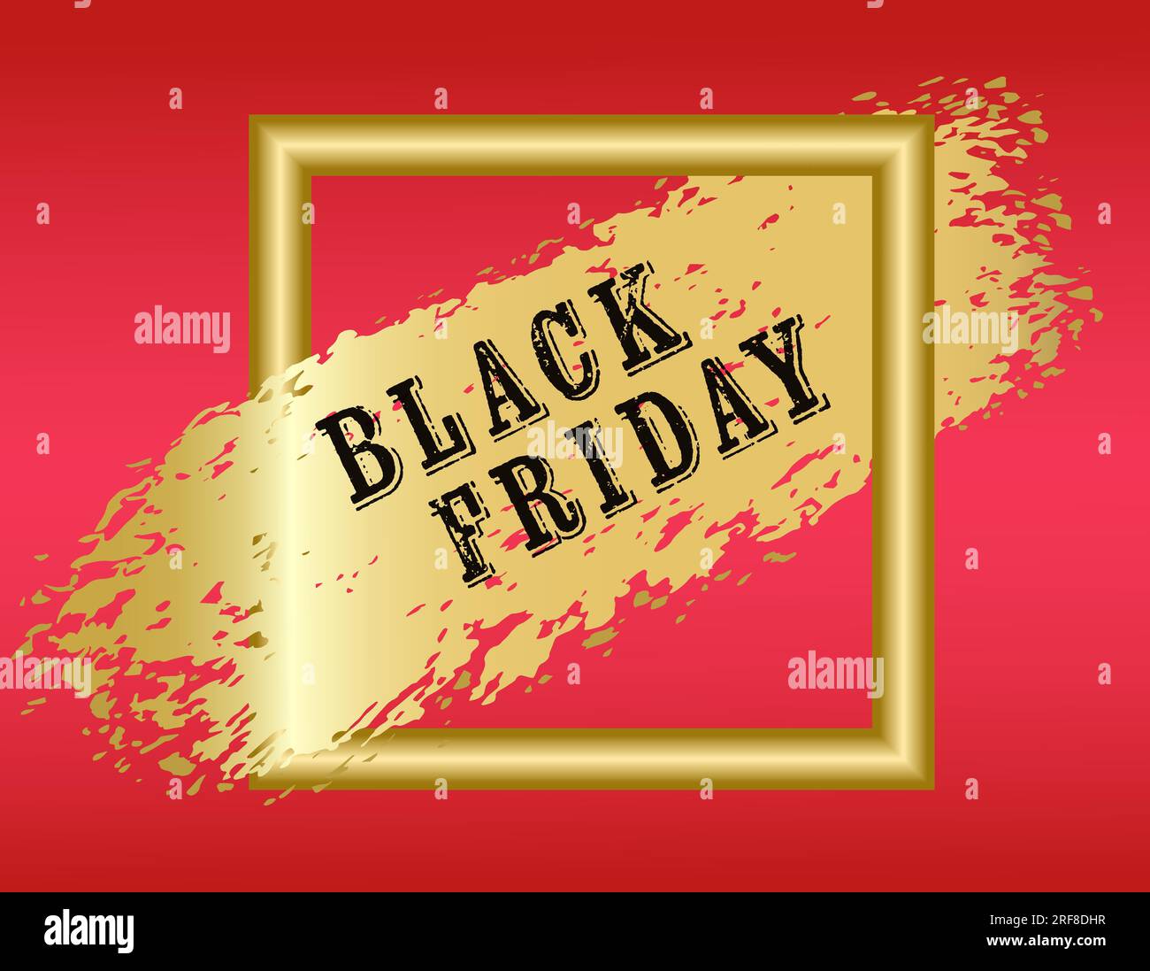 Black Friday sale Banner cadre en or et coup de peinture doré sur fond magenta événement de remise marketing promotionnel bannière ou carte design Vector il Illustration de Vecteur