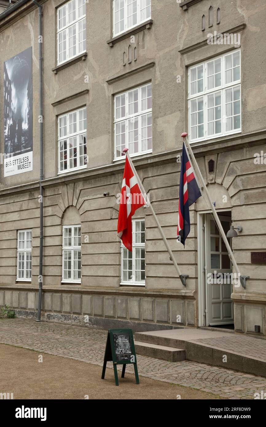 Entrée au Musée de l'occupation de la guerre mondiale 2 (Besættelsesmuseet), Aarhus, Danemark. Banque D'Images