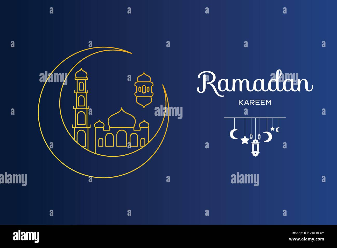 Design de modèle Ramadan Kareem propre et minimaliste utilisé pour la carte de voeux. Illustration vectorielle Illustration de Vecteur