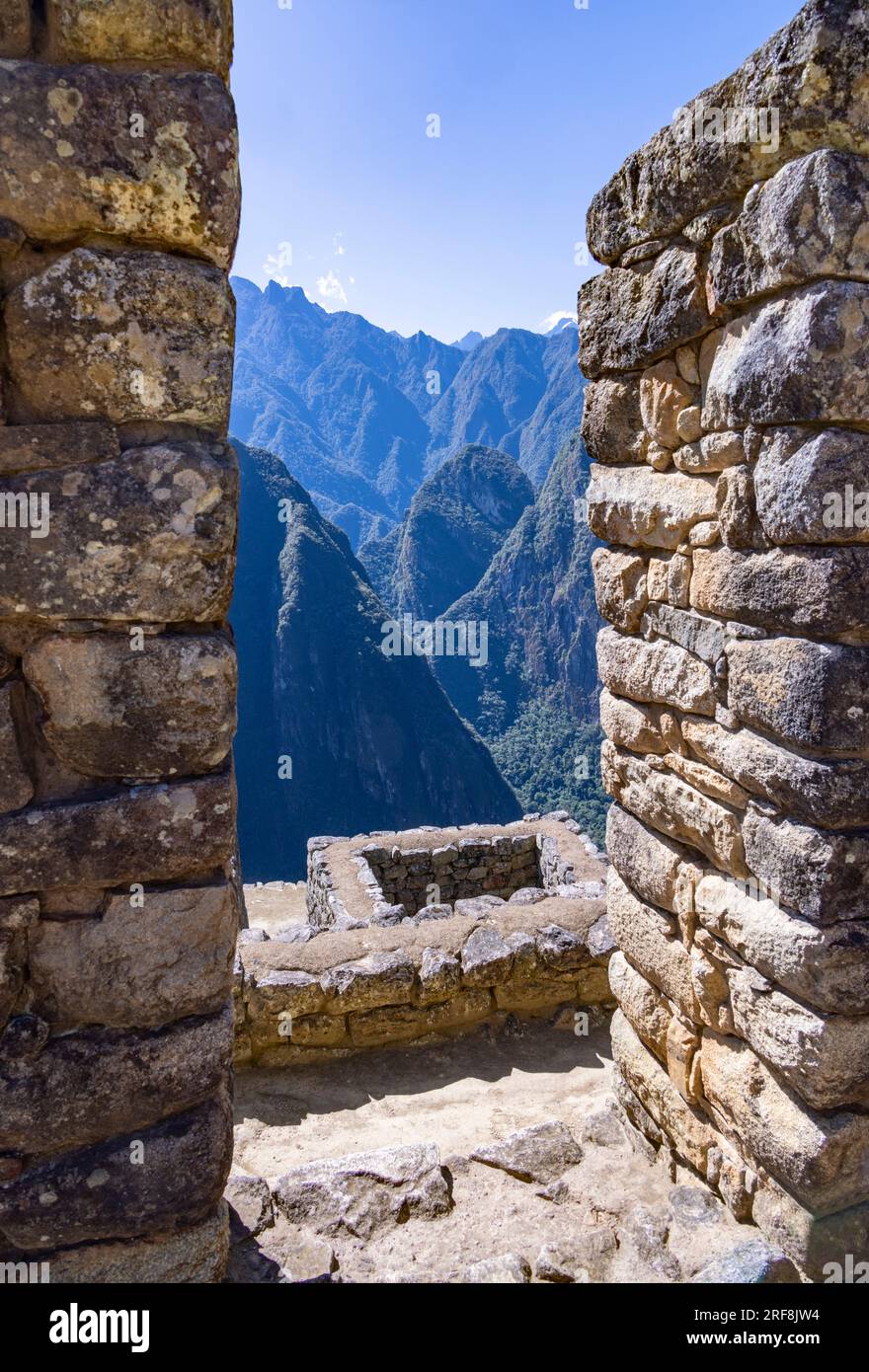 Maçonnerie, ruines incas du Machu Picchu, Pérou, Amérique du Sud Banque D'Images