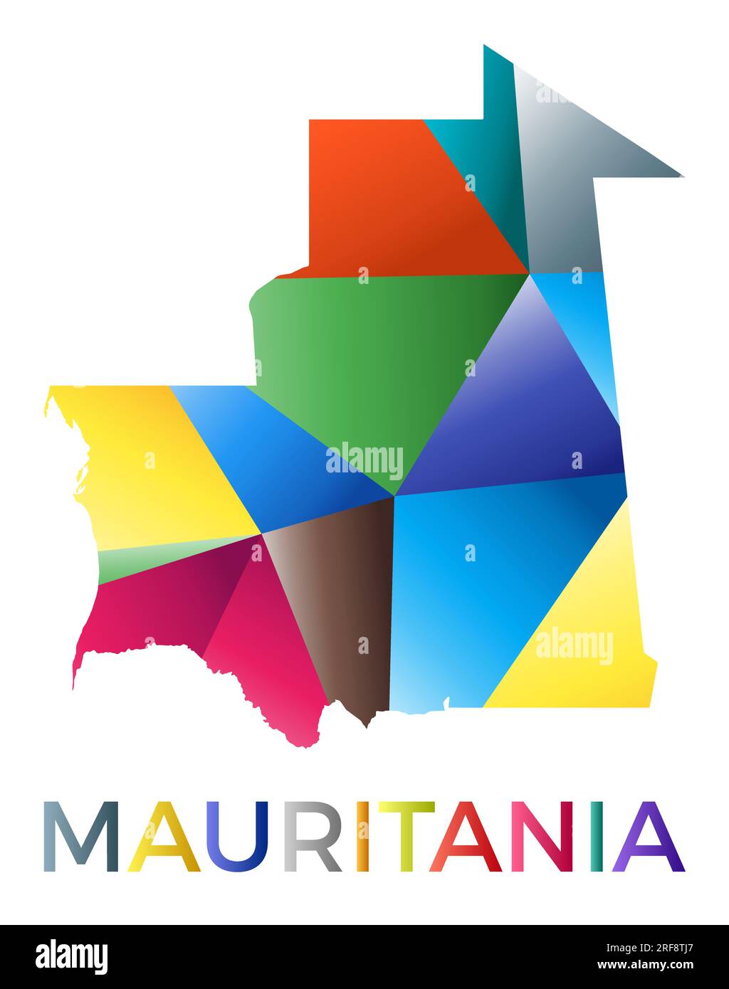 Forme mauritanienne de couleur vive. Logo country de style géométrique multicolore. Design moderne et tendance. Illustration vectorielle étonnante. Illustration de Vecteur