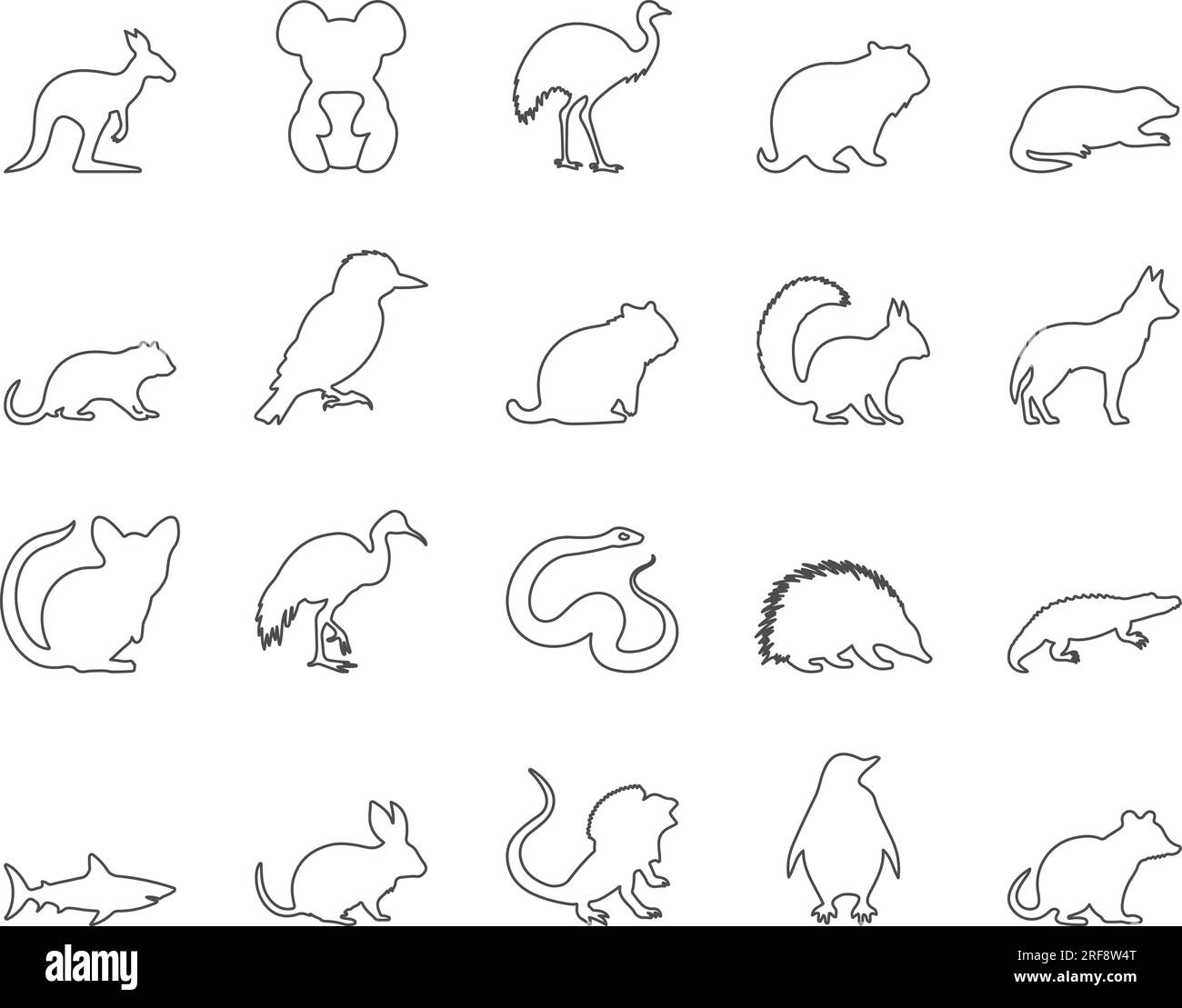 Ensemble d'icônes animaux d'Australie. Kangourou, koala, émeu. Contour modifiable. Collection vectorielle d'icônes simples Illustration de Vecteur Ensemble d'icônes animaux d'Australie. Kangourou, koala, émeu. Contour modifiable. Collection vectorielle d'icônes simples Illustration de Vecteur