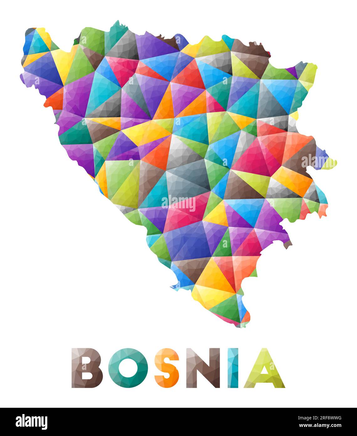 Bosnie - forme de pays poly basse colorée. Triangles géométriques multicolores. Design moderne et tendance. Illustration vectorielle. Illustration de Vecteur