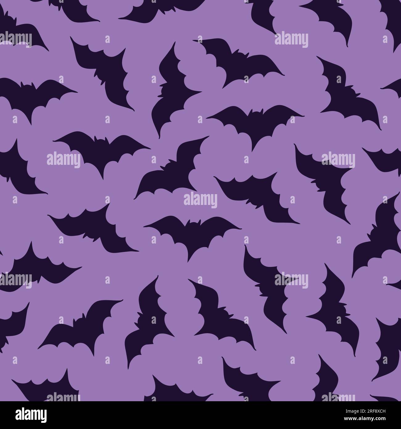 Silhouettes de chauves-souris effrayantes à motif vectoriel sans couture violet foncé sur violet, halloween. Textile, scrapbook. Illustration vectorielle Illustration de Vecteur