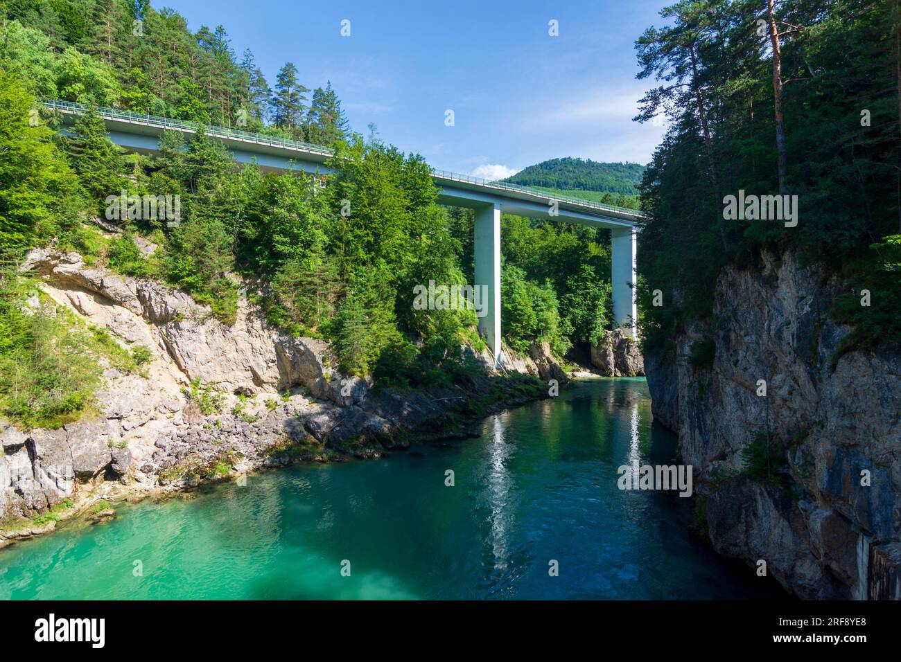 Micheldorf à Oberösterreich : gorge Steyrdurchbruch (percée de la rivière Steyr), pont routier à Steyr, Nationalpark Region, Oberösterreich, Upper Austr Banque D'Images