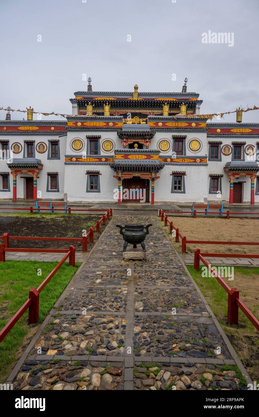 Le temple de Laviran, qui fait partie du monastère d'Erdene Zuu à Kharakhorum (Karakorum), Mongolie, Mongolias le plus grand monastère, (patrimoine mondial de l'UNESCO) Banque D'Images