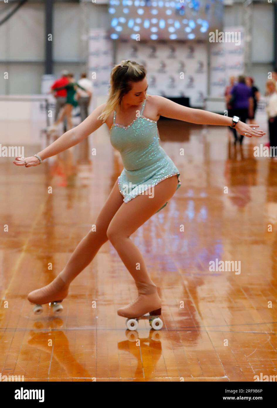 Lincoln, ne, États-Unis. 24 juillet 2023. Kimberly Walters participe à la deuxième finale de figurine ''A'' aux Championnats nationaux de patinage à roulettes 2023 à Lincoln, ne. Larry C. Lawson/CSM (Cal Sport Media via AP Images). Crédit : csm/Alamy Live News Banque D'Images