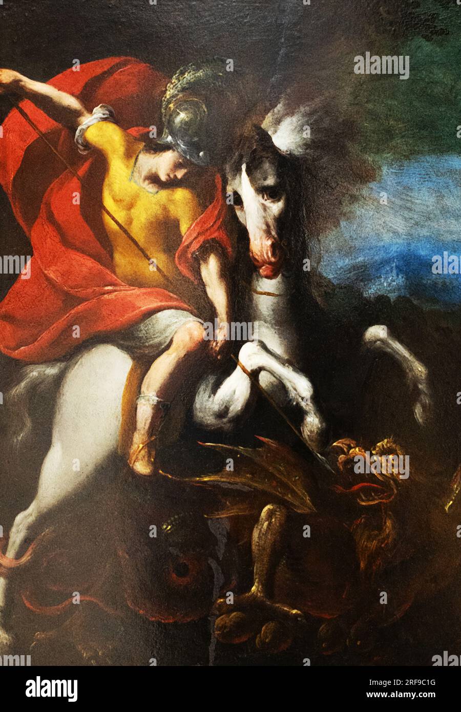 Melchiorre Gherardini peinture ; Saint Georges combattant le Dragon ; peintre italien du 17e siècle, 1607-1668, également connu sous le nom de Ceranino en Italie Banque D'Images