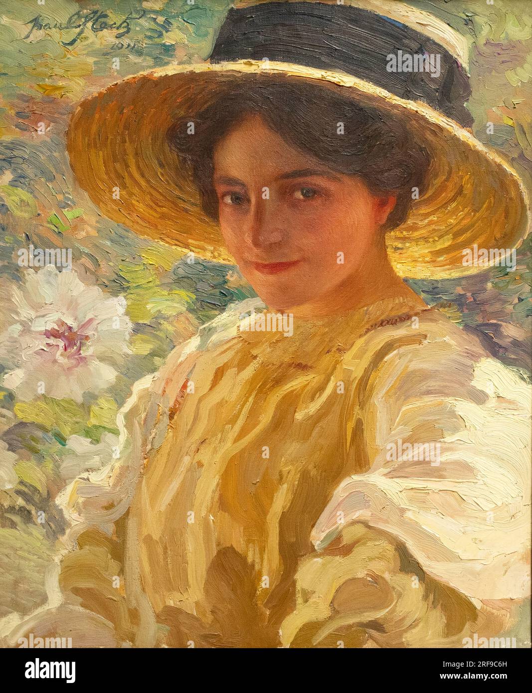 Paul Albert Steck painting - Portrait en plein air - Portrait extérieur d'une jeune femme, 1911. Peintre français de paysages et de portraits, 1866-1924 Banque D'Images