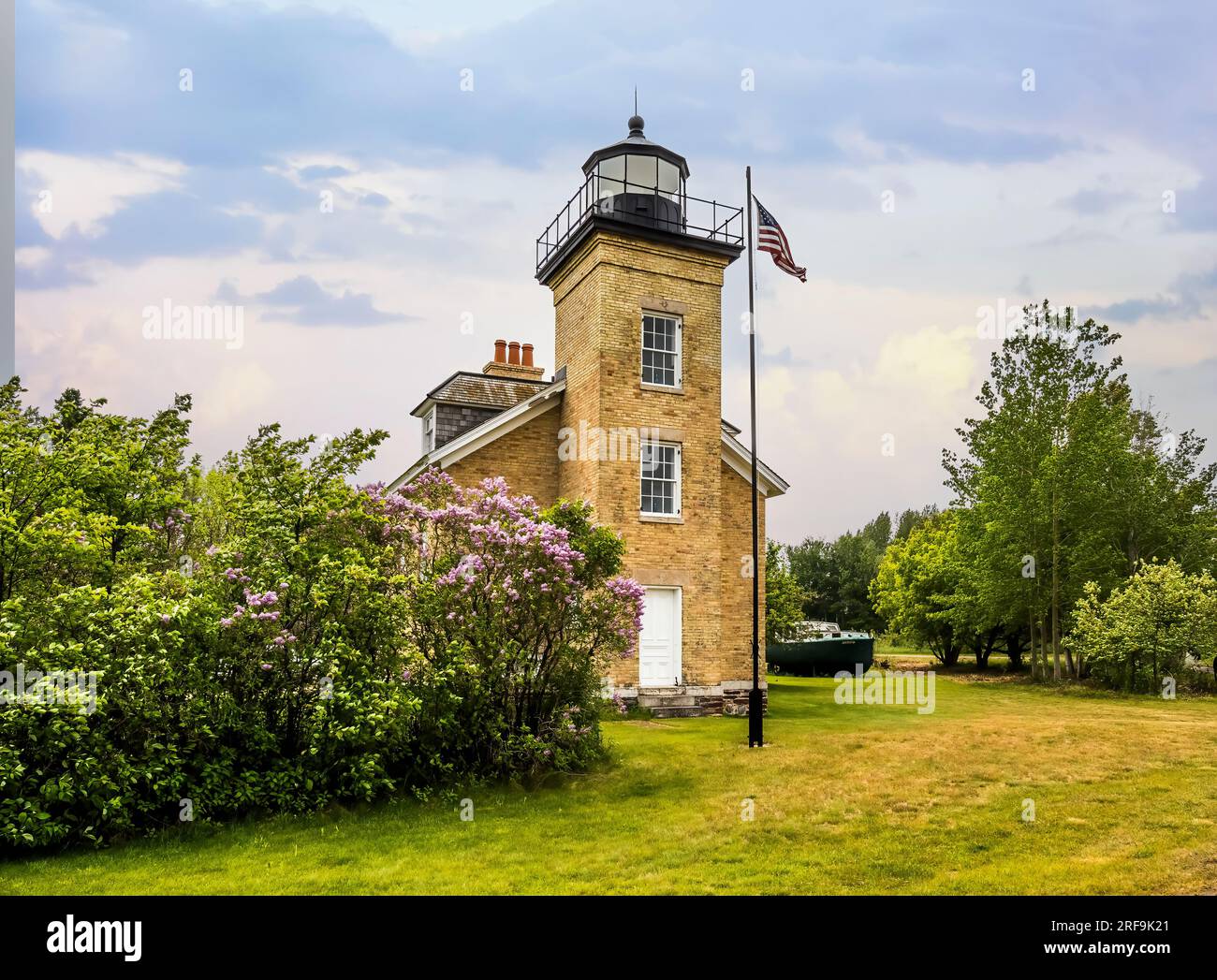 Phare du port d'Ontonagon inscrit sur le registre national des lieux historiques sur le lac supérieur sur la péninsule de Keweenaw dans Ontonagon Michigan USA Banque D'Images