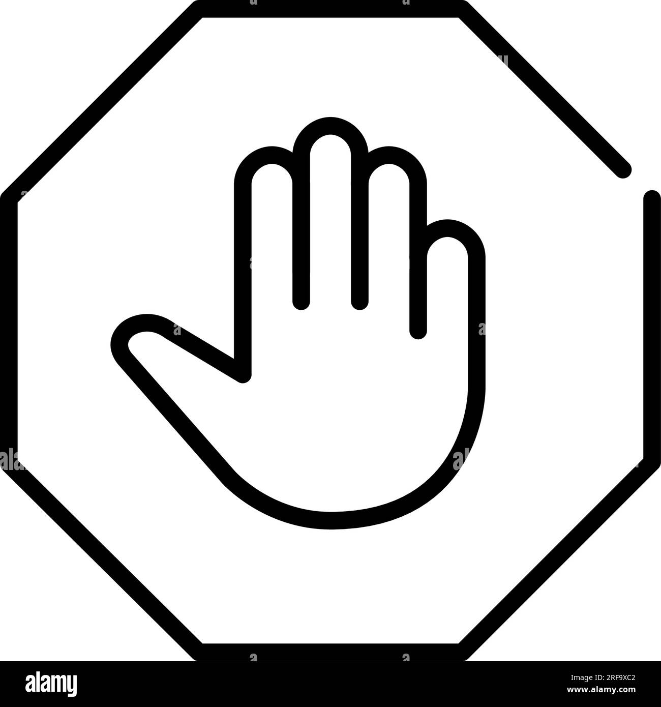 Panneau stop avec geste de la main. Icône de trait modifiable et parfait pour les pixels Illustration de Vecteur