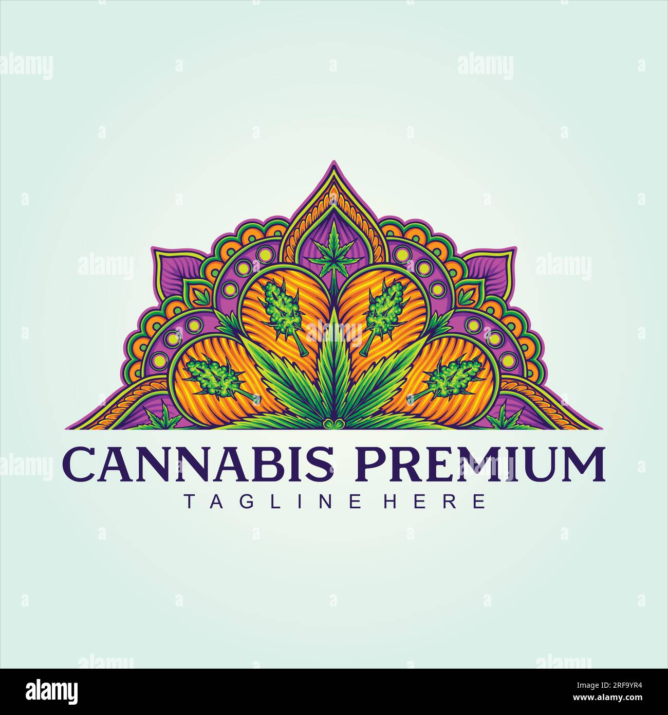 Mandala de cannabis du Moyen-Orient avec des illustrations vectorielles de géométrie complexe pour votre logo de travail, t-shirt de marchandises, autocollants et dessins d'étiquettes, post Illustration de Vecteur