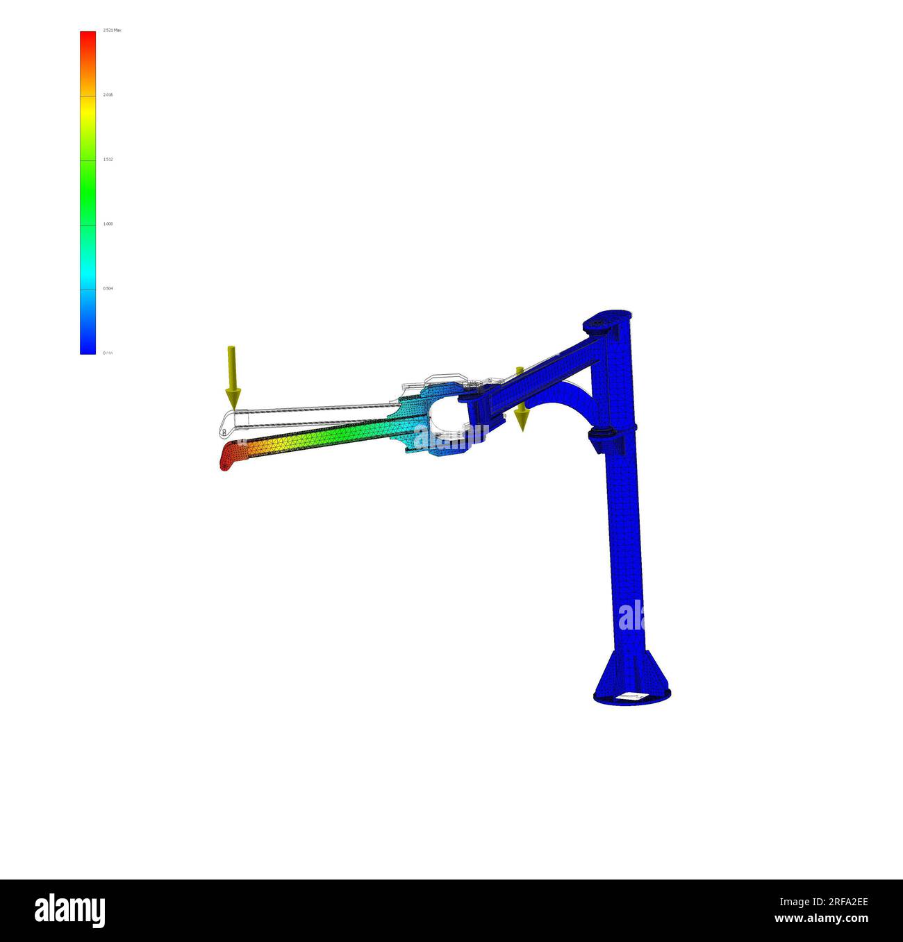 Analyse FEM, analyse par éléments finis, oscillation de traction d'essieu et de bras, test de contrainte Banque D'Images