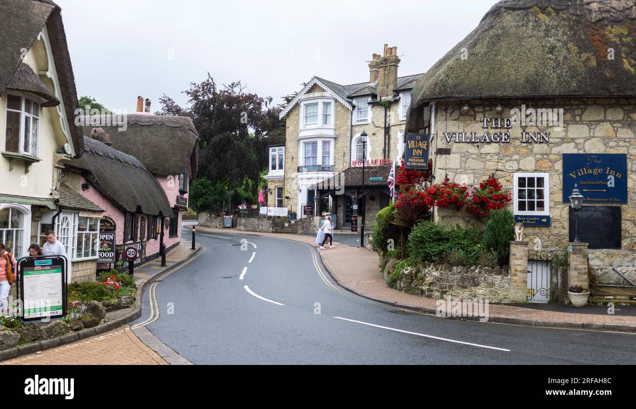 Les toits de chaume pittoresques dans Shanklin Old Village dans l'île de Wight, Angleterre, Royaume-Uni Banque D'Images
