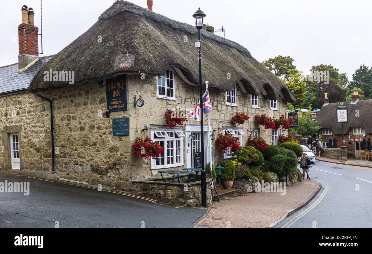 Les toits de chaume pittoresques dans Shanklin Old Village dans l'île de Wight, Angleterre, Royaume-Uni Banque D'Images