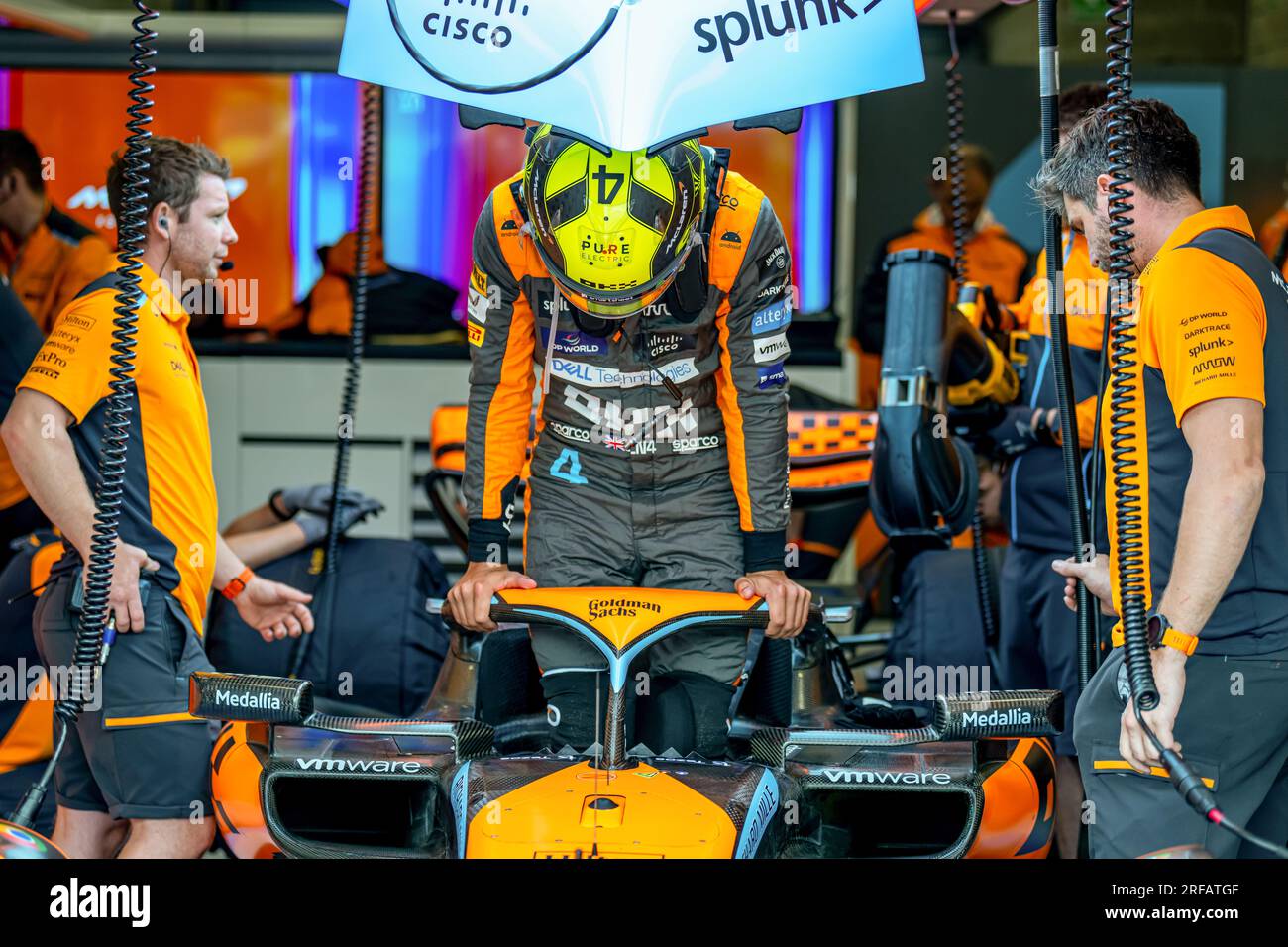 Spa, Belgique. 28 juillet 2023. SPA, BELGIQUE - JUILLET 28 : Lando Norris de McLaren et d'Angleterre lors des qualifications avant le Grand Prix F1 de Belgique au circuit de Spa-Francorchamps le 28 juillet 2023 à Spa, Belgique.(photo Michael Potts/BSR Agency) crédit : BSR Agency/Alamy Live News Banque D'Images