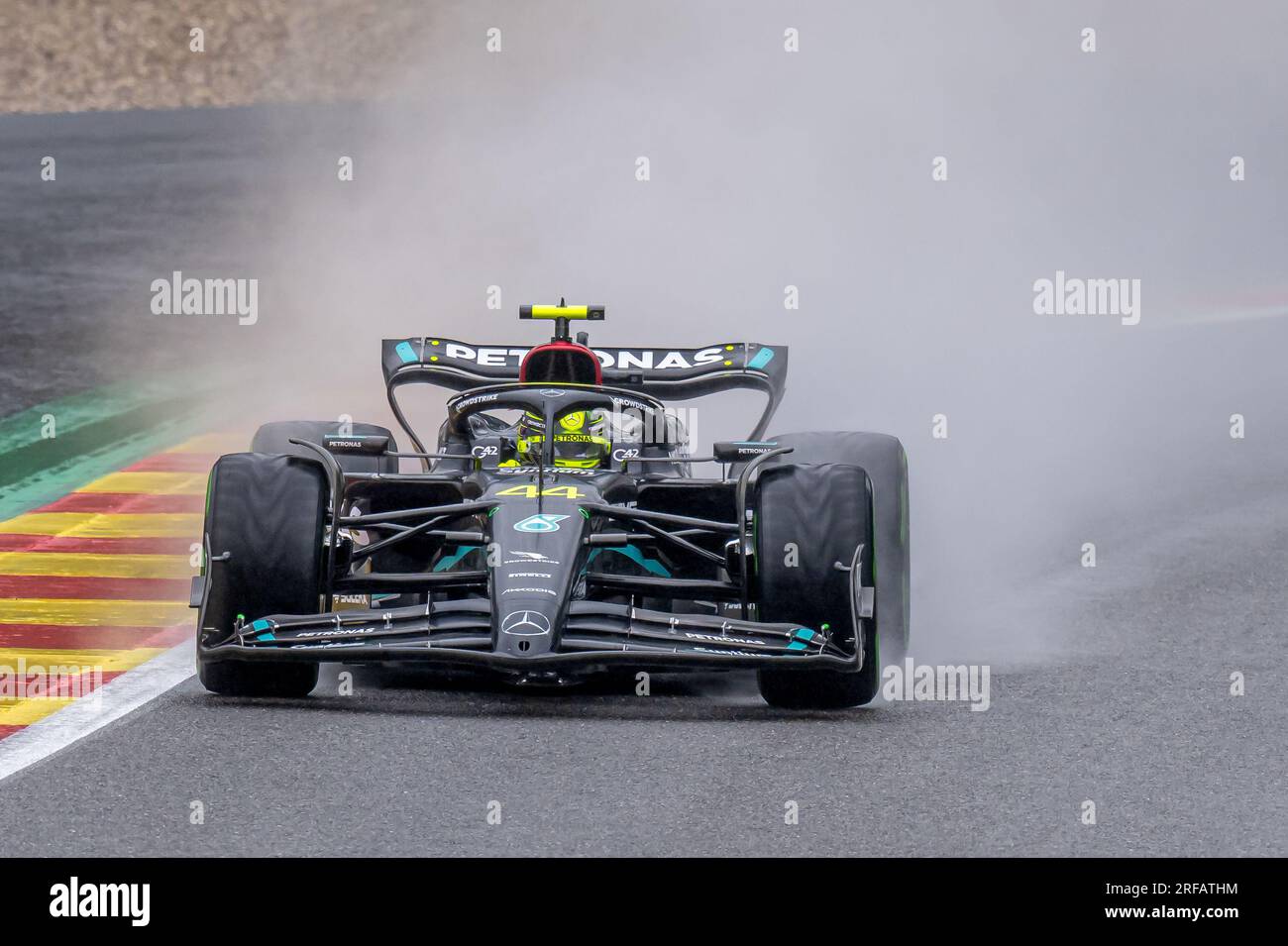 Spa, Belgique. 28 juillet 2023. SPA, BELGIQUE - JUILLET 28 : Lewis Hamilton de Mercedes et d'Angleterre lors des qualifications avant le Grand Prix de F1 de Belgique au circuit de Spa-Francorchamps le 28 juillet 2023 à Spa, Belgique.(photo Michael Potts/BSR Agency) crédit : BSR Agency/Alamy Live News Banque D'Images