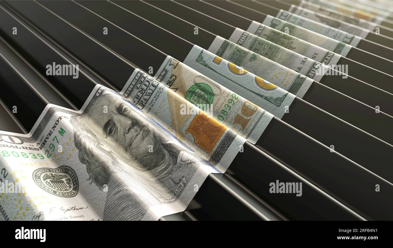 Escalier d'argent à partir de billets de 100 dollar Banque D'Images