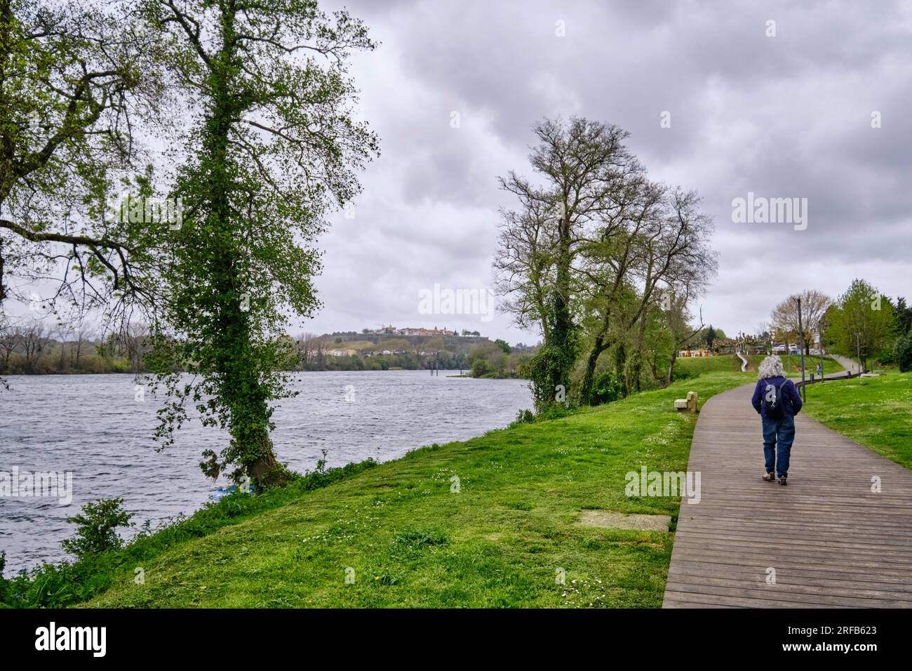 Rivière Minho à Tui. Camino de Santiago. Galice, Espagne Banque D'Images