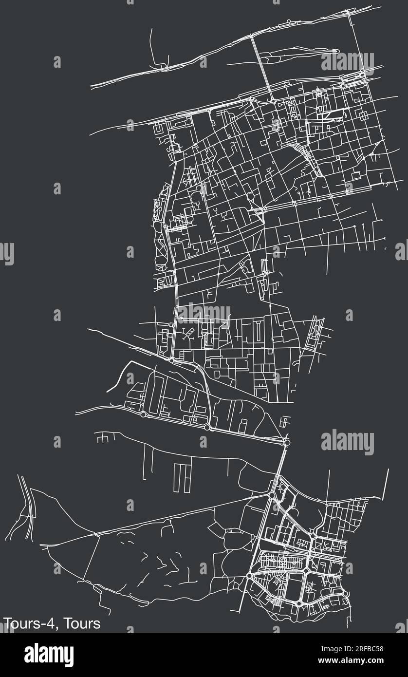 Carte des routes de rue du CANTON TOURS-4, TOURS Illustration de Vecteur