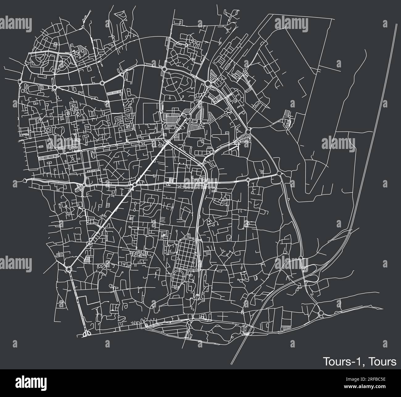 Carte des routes de rue du CANTON TOURS-1, TOURS Illustration de Vecteur