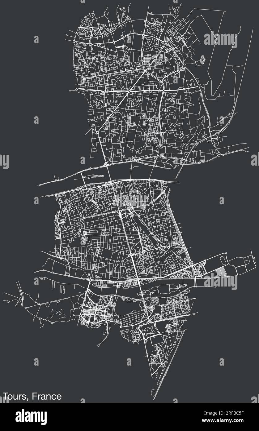 Carte des routes de rue des TOURS, FRANCE Illustration de Vecteur