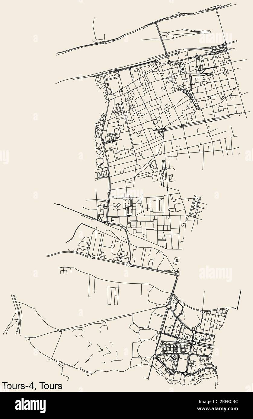 Carte des routes de rue du CANTON TOURS-4, TOURS Illustration de Vecteur
