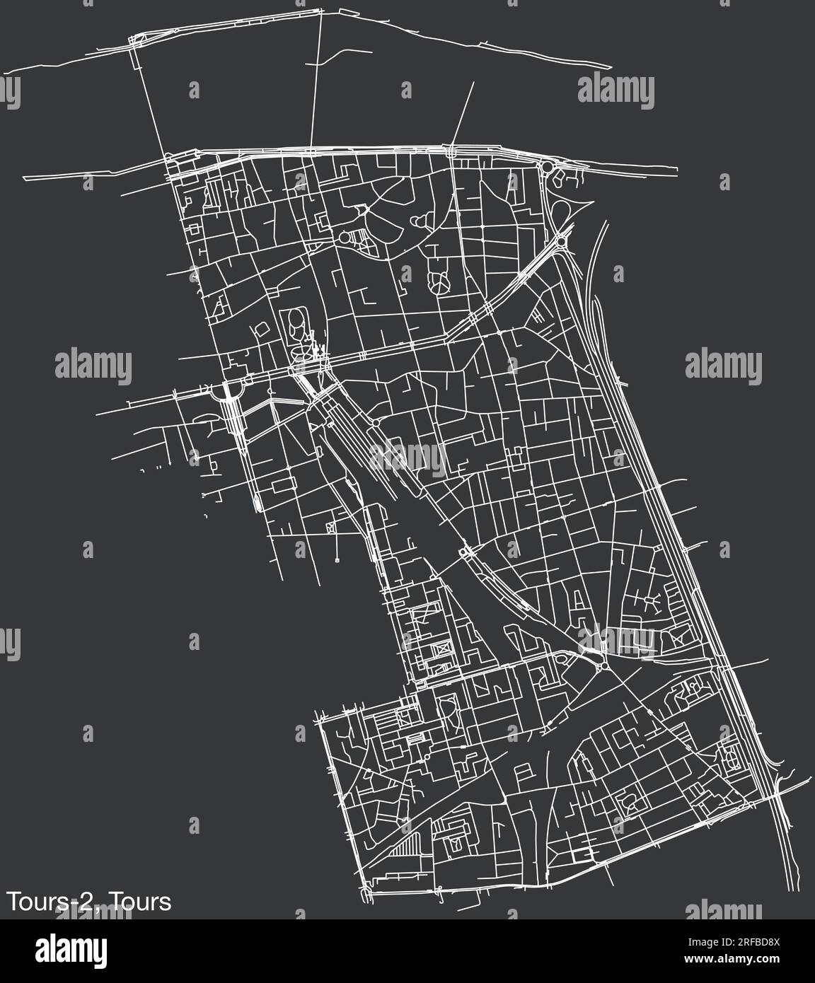 Carte des routes de rue du CANTON TOURS-2, TOURS Illustration de Vecteur